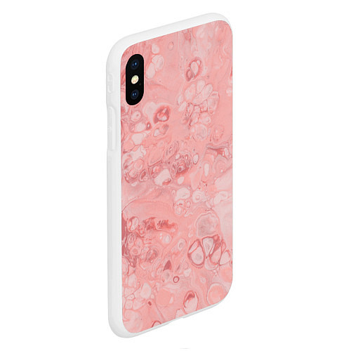 Чехол iPhone XS Max матовый Розовые волны / 3D-Белый – фото 2