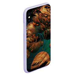 Чехол iPhone XS Max матовый Абстрактные планеты, цвет: 3D-светло-сиреневый — фото 2