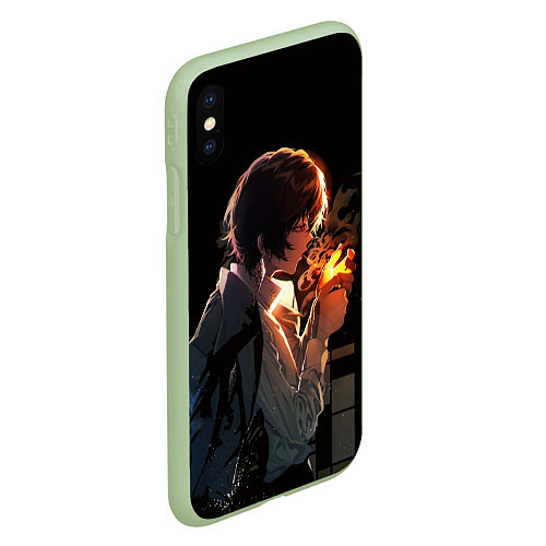 Чехол iPhone XS Max матовый Дазай Осаму - Бродячие псы / 3D-Салатовый – фото 2