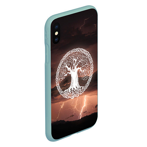 Чехол iPhone XS Max матовый Yggdrasil white rune / 3D-Мятный – фото 2