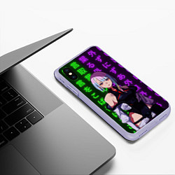 Чехол iPhone XS Max матовый Люси и неоновые иероглифы, цвет: 3D-светло-сиреневый — фото 2