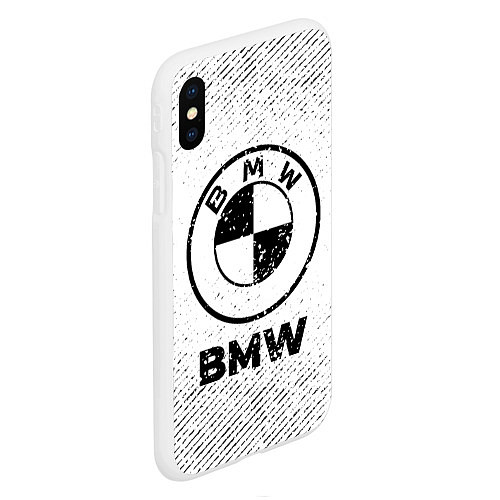 Чехол iPhone XS Max матовый BMW с потертостями на светлом фоне / 3D-Белый – фото 2