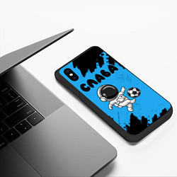Чехол iPhone XS Max матовый Слава футболист космонавт, цвет: 3D-черный — фото 2