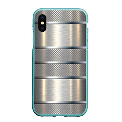 Чехол iPhone XS Max матовый Металлические полосы - текстура алюминия