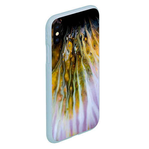 Чехол iPhone XS Max матовый Красочные абстрактные волны и линии / 3D-Голубой – фото 2