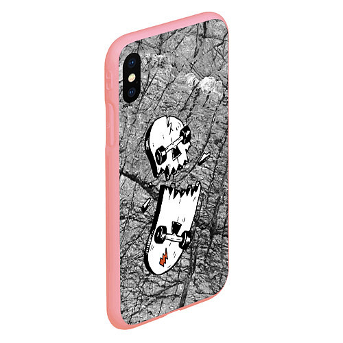 Чехол iPhone XS Max матовый Расколотый скейтборд - иллюзия черепа / 3D-Баблгам – фото 2