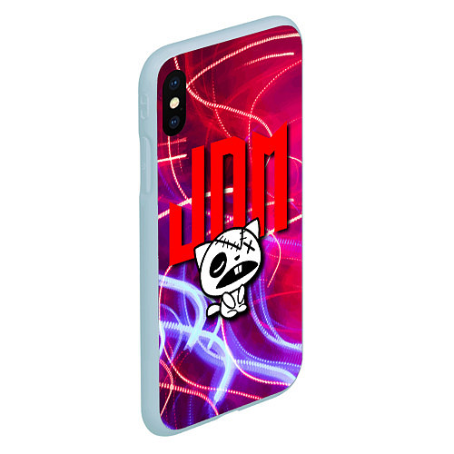 Чехол iPhone XS Max матовый JDM style - одноглазый котик / 3D-Голубой – фото 2