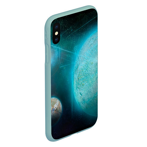 Чехол iPhone XS Max матовый Космос и планеты / 3D-Мятный – фото 2