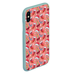 Чехол iPhone XS Max матовый Christmas pattern, цвет: 3D-мятный — фото 2