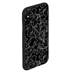 Чехол iPhone XS Max матовый Нежные цветы - лилии: черно белыи, цвет: 3D-черный — фото 2