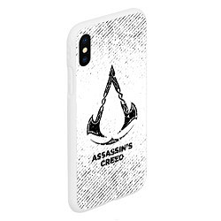 Чехол iPhone XS Max матовый Assassins Creed с потертостями на светлом фоне, цвет: 3D-белый — фото 2