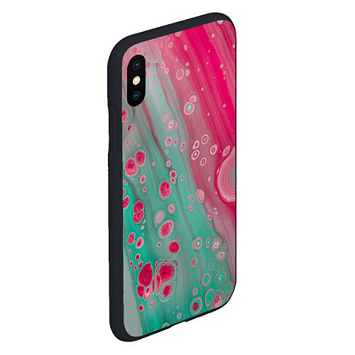 Чехол iPhone XS Max матовый Розовые и голубые краски / 3D-Черный – фото 2