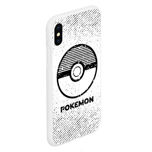 Чехол iPhone XS Max матовый Pokemon с потертостями на светлом фоне / 3D-Белый – фото 2