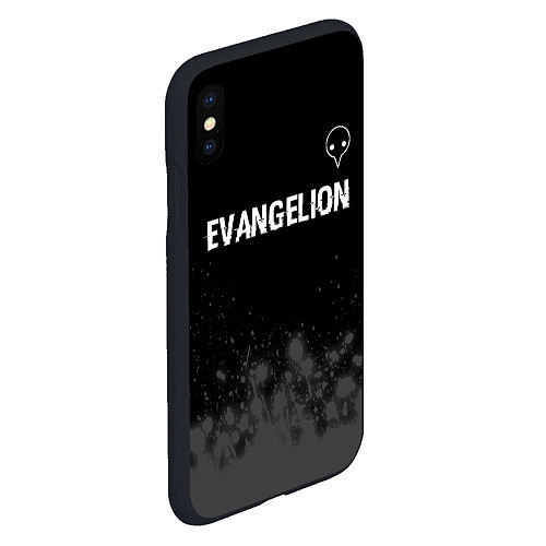 Чехол iPhone XS Max матовый Evangelion glitch на темном фоне: символ сверху / 3D-Черный – фото 2