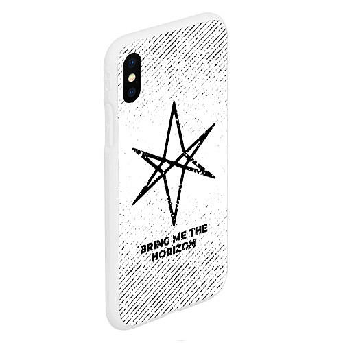 Чехол iPhone XS Max матовый Bring Me the Horizon с потертостями на светлом фон / 3D-Белый – фото 2