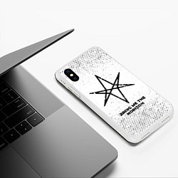 Чехол iPhone XS Max матовый Bring Me the Horizon с потертостями на светлом фон, цвет: 3D-белый — фото 2