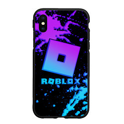 Чехол iPhone XS Max матовый Roblox logo neon gradient