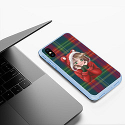 Чехол iPhone XS Max матовый Снегурочка аниме, цвет: 3D-голубой — фото 2