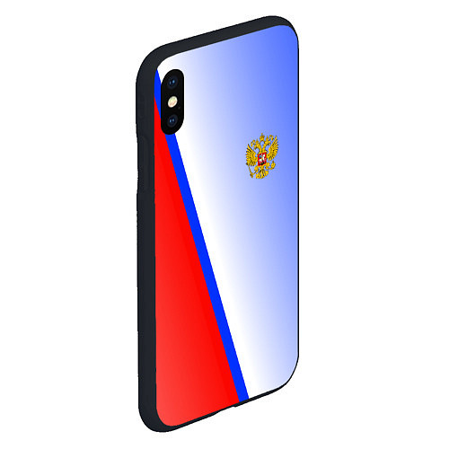 Чехол iPhone XS Max матовый Россия полосы с гербом / 3D-Черный – фото 2