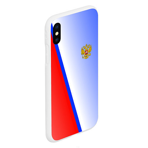 Чехол iPhone XS Max матовый Россия полосы с гербом / 3D-Белый – фото 2