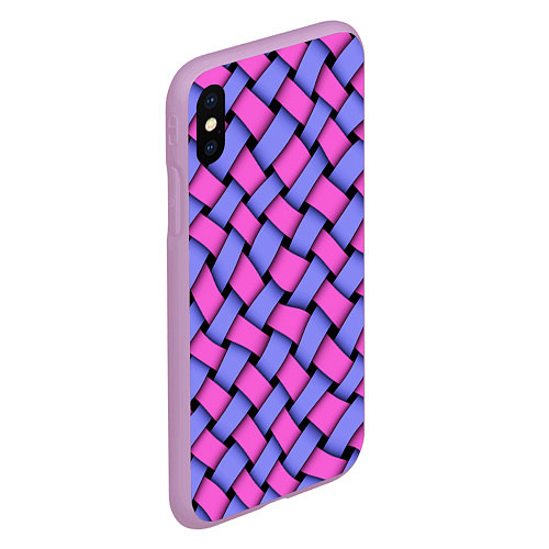 Чехол iPhone XS Max матовый Фиолетово-сиреневая плетёнка - оптическая иллюзия / 3D-Сиреневый – фото 2
