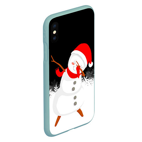 Чехол iPhone XS Max матовый Снеговик dab / 3D-Мятный – фото 2