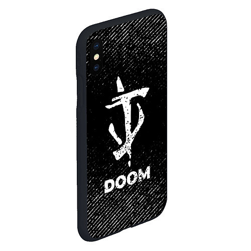 Чехол iPhone XS Max матовый Doom с потертостями на темном фоне / 3D-Черный – фото 2