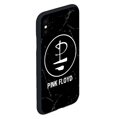 Чехол iPhone XS Max матовый Pink Floyd glitch на темном фоне / 3D-Черный – фото 2
