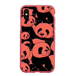 Чехол iPhone XS Max матовый С красными пандами, цвет: 3D-красный