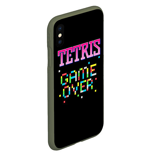 Чехол iPhone XS Max матовый Tetris - Game Over / 3D-Темно-зеленый – фото 2
