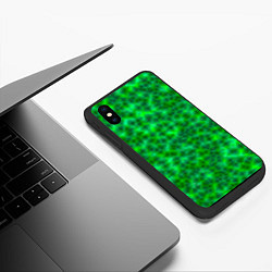 Чехол iPhone XS Max матовый Абстрактные зелёные волны - текстура, цвет: 3D-черный — фото 2