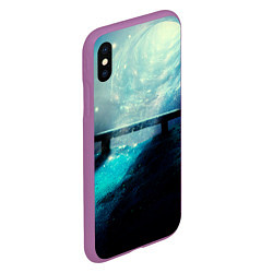Чехол iPhone XS Max матовый Космические звёзды, небо и скамья, цвет: 3D-фиолетовый — фото 2