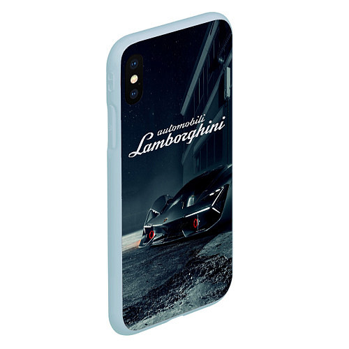 Чехол iPhone XS Max матовый Lamborghini - power - Italy / 3D-Голубой – фото 2