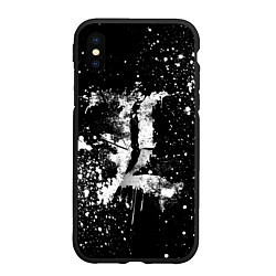 Чехол iPhone XS Max матовый Тетрадь смерти белые брызги, цвет: 3D-черный