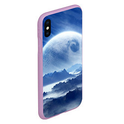 Чехол iPhone XS Max матовый Mountains - fantasy planet, цвет: 3D-сиреневый — фото 2