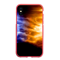 Чехол iPhone XS Max матовый Борьба двух стихий - лёд и пламя, цвет: 3D-красный