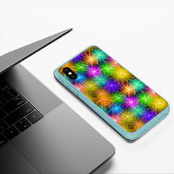 Чехол iPhone XS Max матовый Салют разноцветный, цвет: 3D-мятный — фото 2