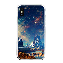 Чехол iPhone XS Max матовый Горы и бескрайний космос
