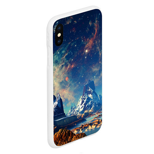Чехол iPhone XS Max матовый Горы и бескрайний космос / 3D-Белый – фото 2