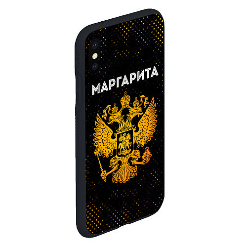 Чехол iPhone XS Max матовый Маргарита и зологой герб РФ / 3D-Черный – фото 2