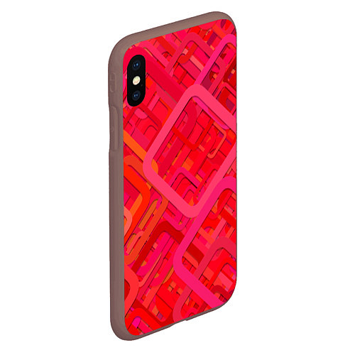 Чехол iPhone XS Max матовый Красные абстрактные геометрические ромбы / 3D-Коричневый – фото 2