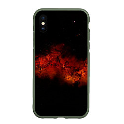 Чехол iPhone XS Max матовый Абстрактные взрывы в космосе и красные звёзды