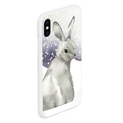 Чехол iPhone XS Max матовый Милый кролик на снегу, цвет: 3D-белый — фото 2