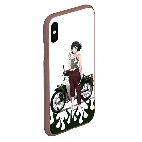 Чехол iPhone XS Max матовый Когума и её Honda Super Cub - Супер Каб / 3D-Коричневый – фото 2