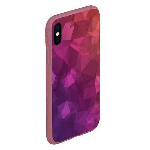 Чехол iPhone XS Max матовый Разноцветные полигоны / 3D-Малиновый – фото 2