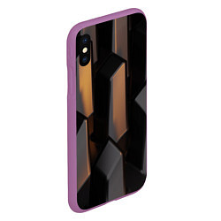 Чехол iPhone XS Max матовый Абстрактные тёмные геометрические блоки, цвет: 3D-фиолетовый — фото 2