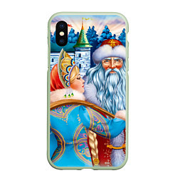 Чехол iPhone XS Max матовый Дед Мороз со Снегуркой