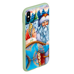 Чехол iPhone XS Max матовый Дед Мороз со Снегуркой, цвет: 3D-салатовый — фото 2
