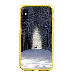 Чехол iPhone XS Max матовый Олень в зимнем лесу