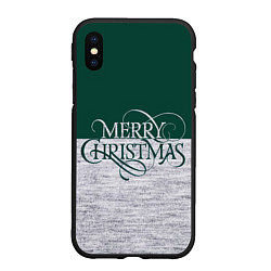 Чехол iPhone XS Max матовый Merry Christmas зелёный